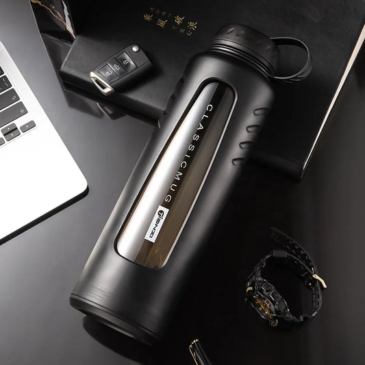 Anti-Drop Glas Wasserflasche Große Kapazität Doppelschicht Isolierte Wasserflasche Tragbar, Hitzebeständig, Tee Flasche