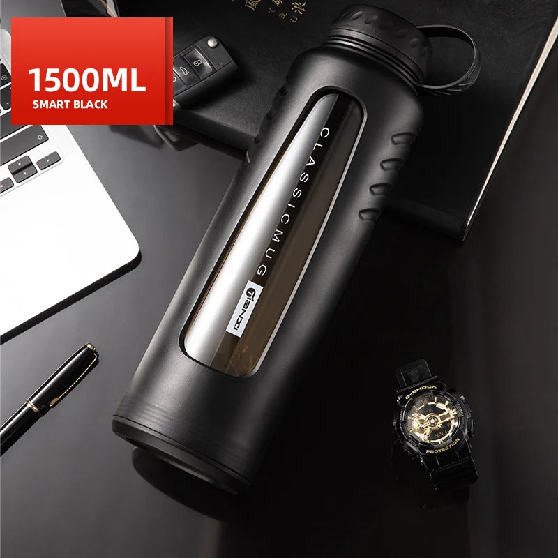 Anti-Drop Glas Wasserflasche Große Kapazität Doppelschicht Isolierte Wasserflasche Tragbar, Hitzebeständig, Tee Flasche