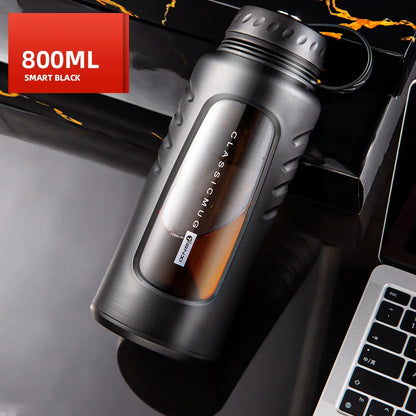 Anti-Drop Glas Wasserflasche Große Kapazität Doppelschicht Isolierte Wasserflasche Tragbar, Hitzebeständig, Tee Flasche